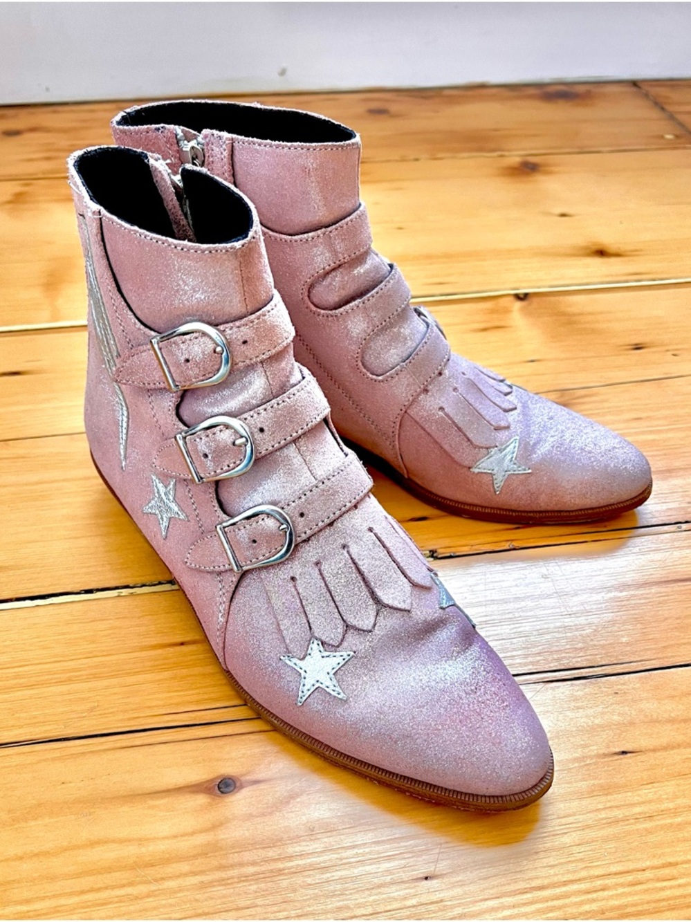 RARE! Modern Vice Pink Metallic Jetta Boots- Sz 39